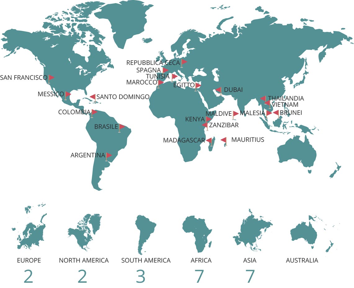 la mappa con i viaggi di linvea